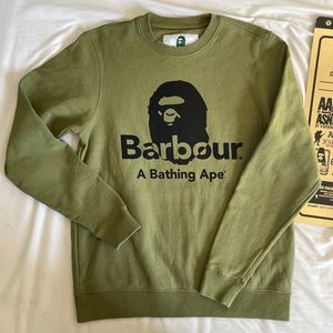【BARBOUR X BAPE】 Crewneck Sweatshirt Mens Size M (Ladies S/M)